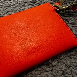 J. Crew Vibrant Orange Leather Coin Purse